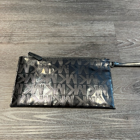 Michael Kors Metallic Gunmetal Clutch Wristlet Purse - Picture 3 of 7